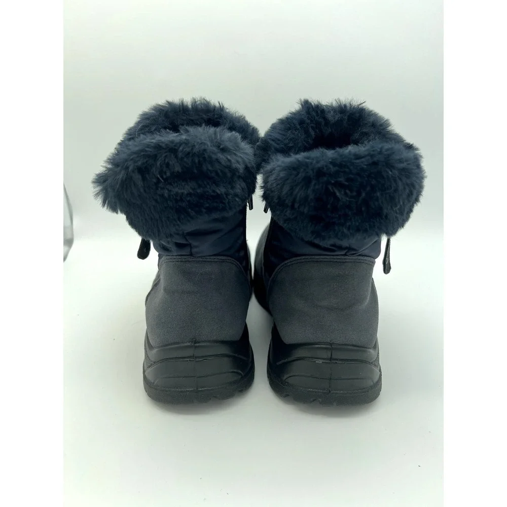 Easy Dry by Easy Street Navy Blue Frosty Waterproof Faux Fur Zipper Boots Size 6